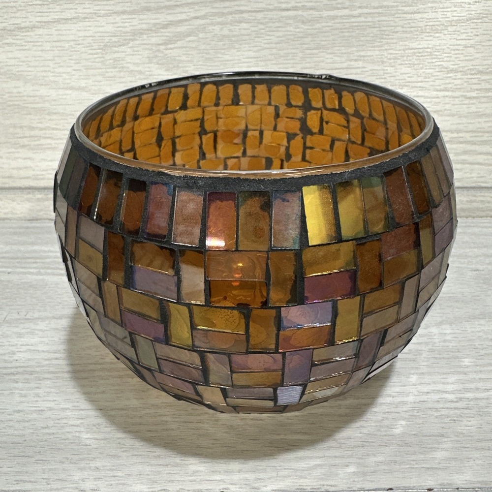 HOSLEY Multicolor Mosaic 6x6x4.5" Candle‎ Holder